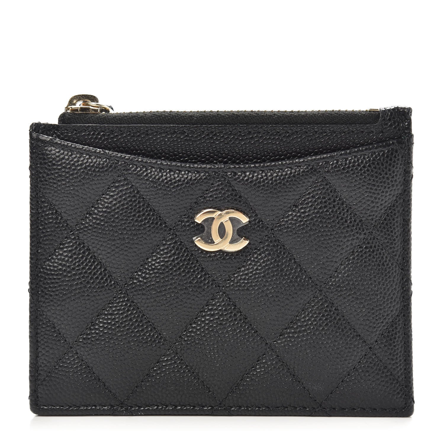 Chanel Caviar Quilted CC Zip Card Holder Black 1 of 8