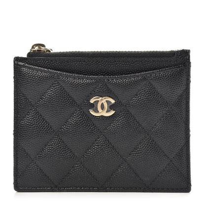 Chanel Caviar Quilted CC Zip Card Holder Black 1 of 8