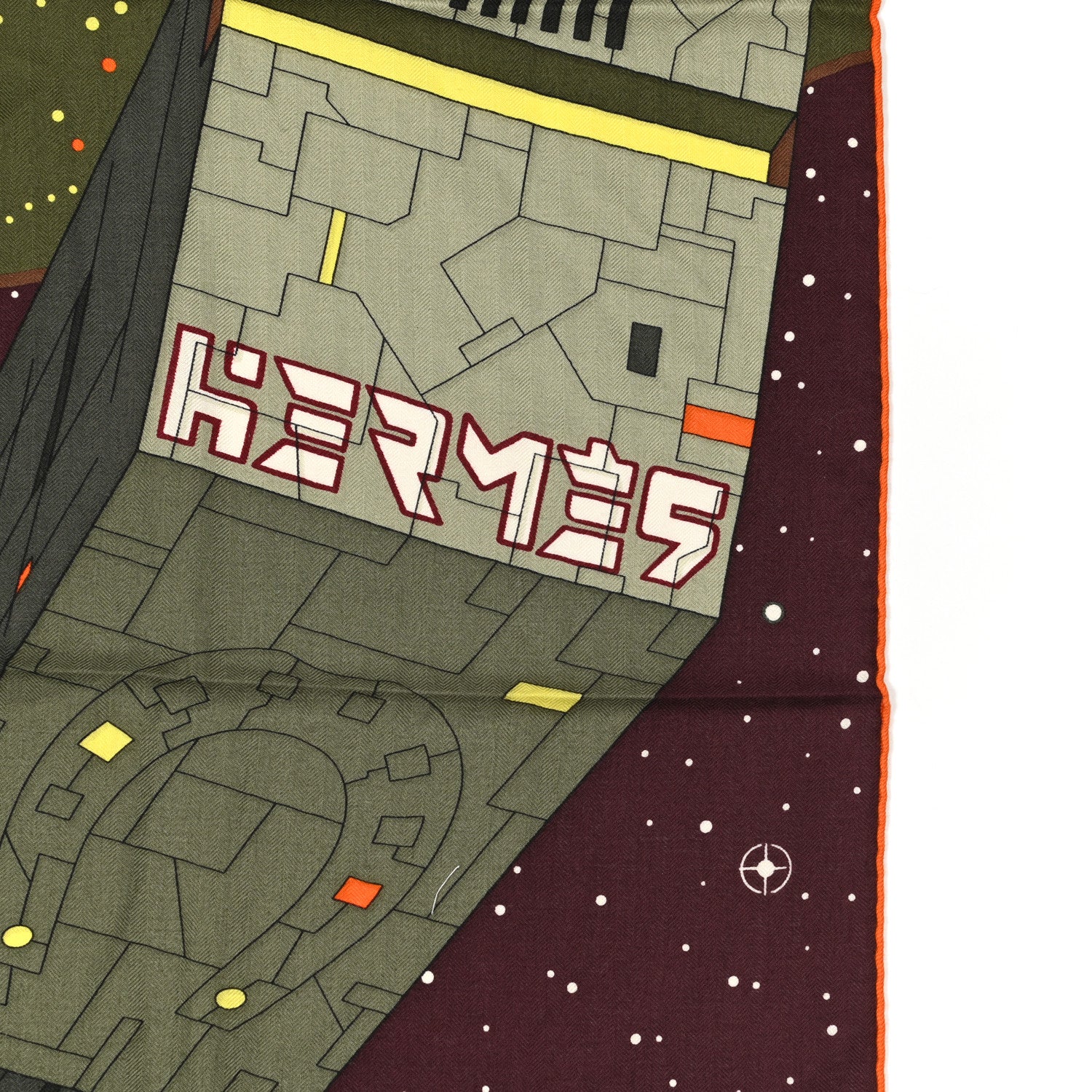 Hermes Silk Cashmere Odyssey Scarf 100 Bordeaux Kaki 5 of 5