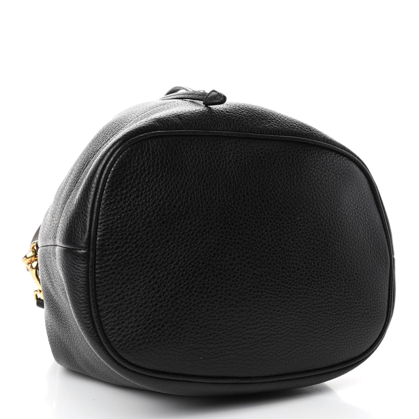 Vitello Daino Drawstring Bucket Black