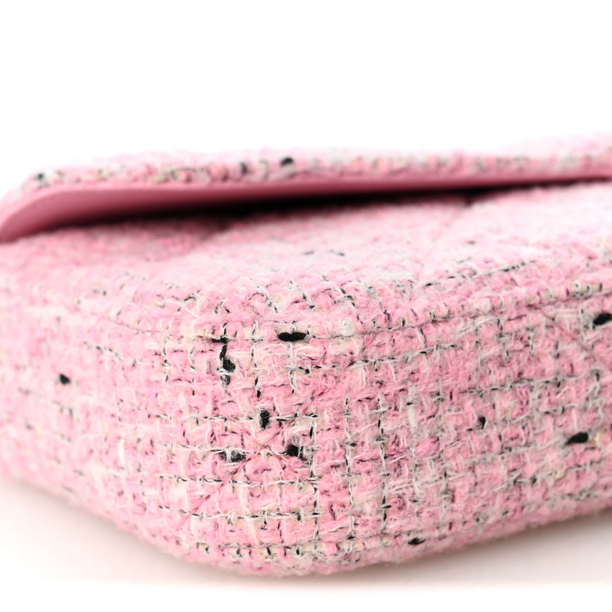 Chanel Tweed Large Top Handle Clutch With Chain Pink Black Ecru 9 of 10