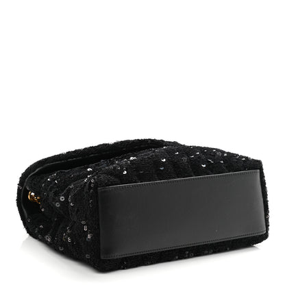 Saint Laurent Sequin Y Quilted Monogram Small Loulou Chain Satchel Black 4 of 11