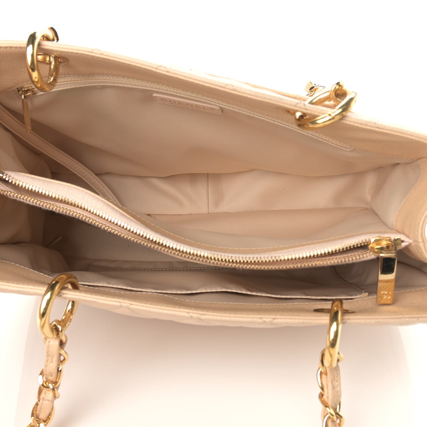 Caviar Quilted Grand Shopping Tote GST Beige Clair