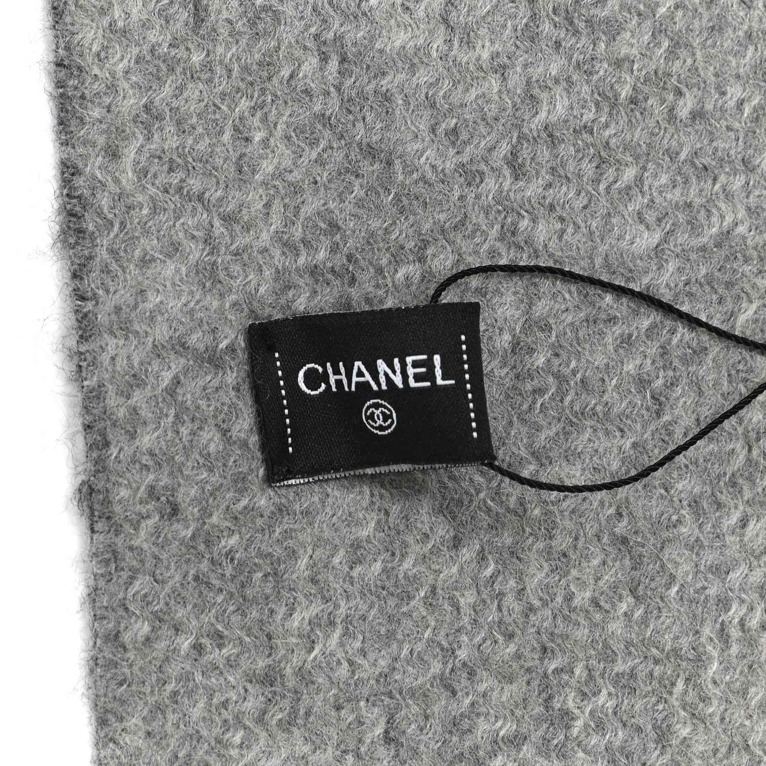 Chanel Cashmere CC Fringe Stole Grey Dark Grey 3 of 3