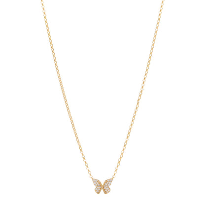 Foundrae 18K Yellow Gold Diamond Small Butterfly Stationary Necklace 1 of 4