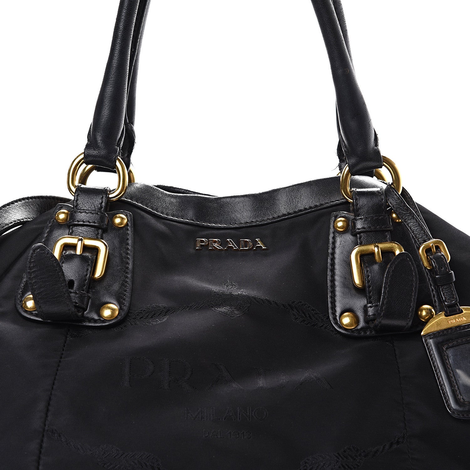 Prada Tessuto Nylon Jacquard Logo Tote Black 15 of 15