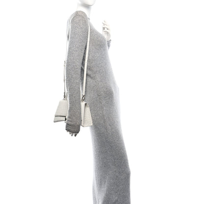 Balenciaga Shiny Calfskin Crocodile Embossed Small Hourglass Top Handle Bag Optic White 2 of 11