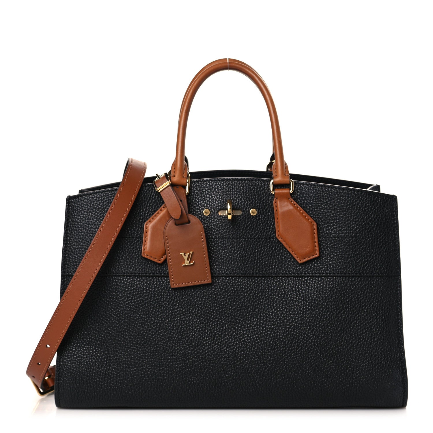 Louis Vuitton Calfskin City Steamer EW Black Gold 1 of 8