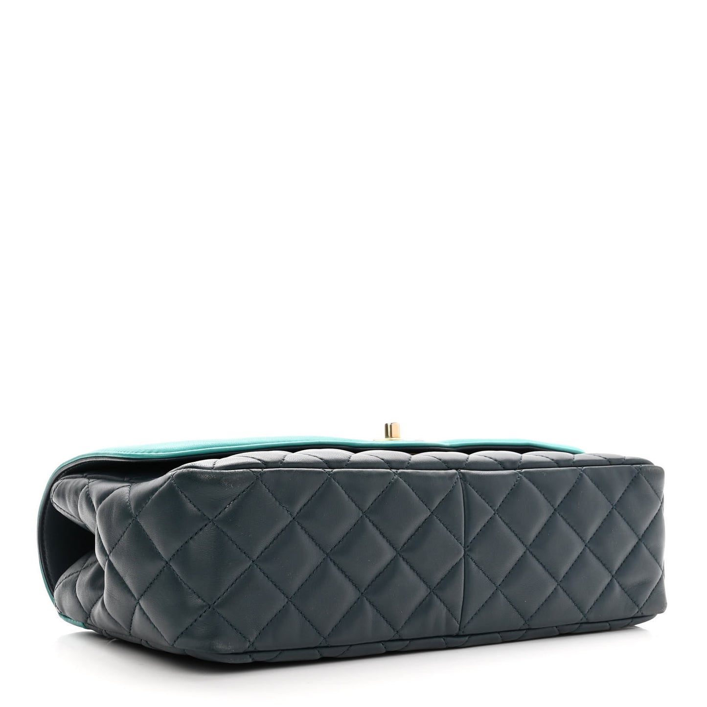 Lambskin Quilted Bi-Color Flap Navy Turquoise