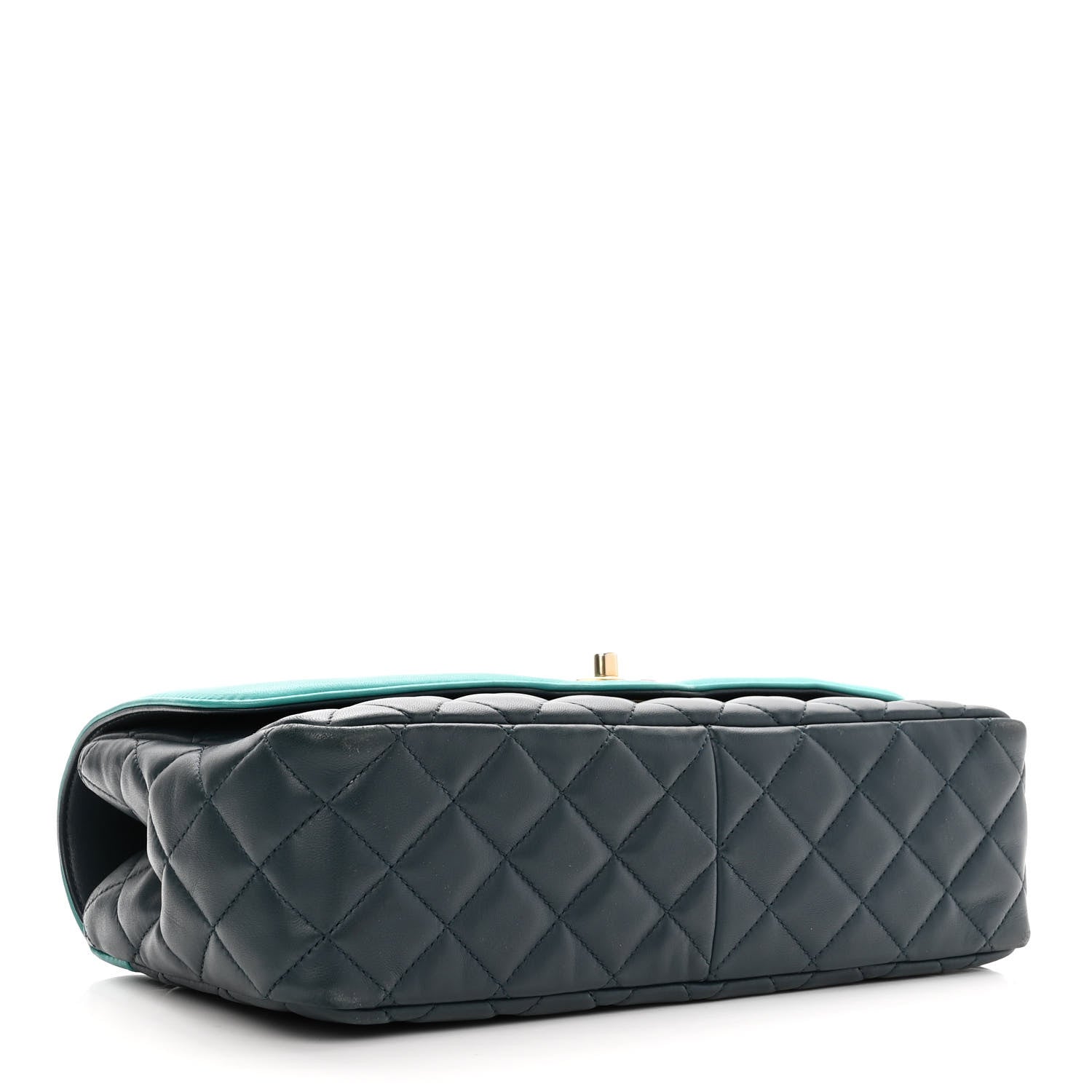 Chanel Lambskin Quilted Bi-Color Flap Navy Turquoise 4 of 11