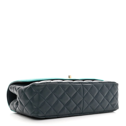 Chanel Lambskin Quilted Bi-Color Flap Navy Turquoise 4 of 11