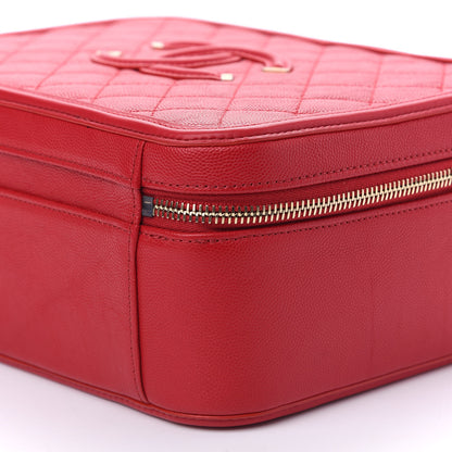 Chanel Caviar Quilted Large CC Filigree Vanity Case Red 9 of 9