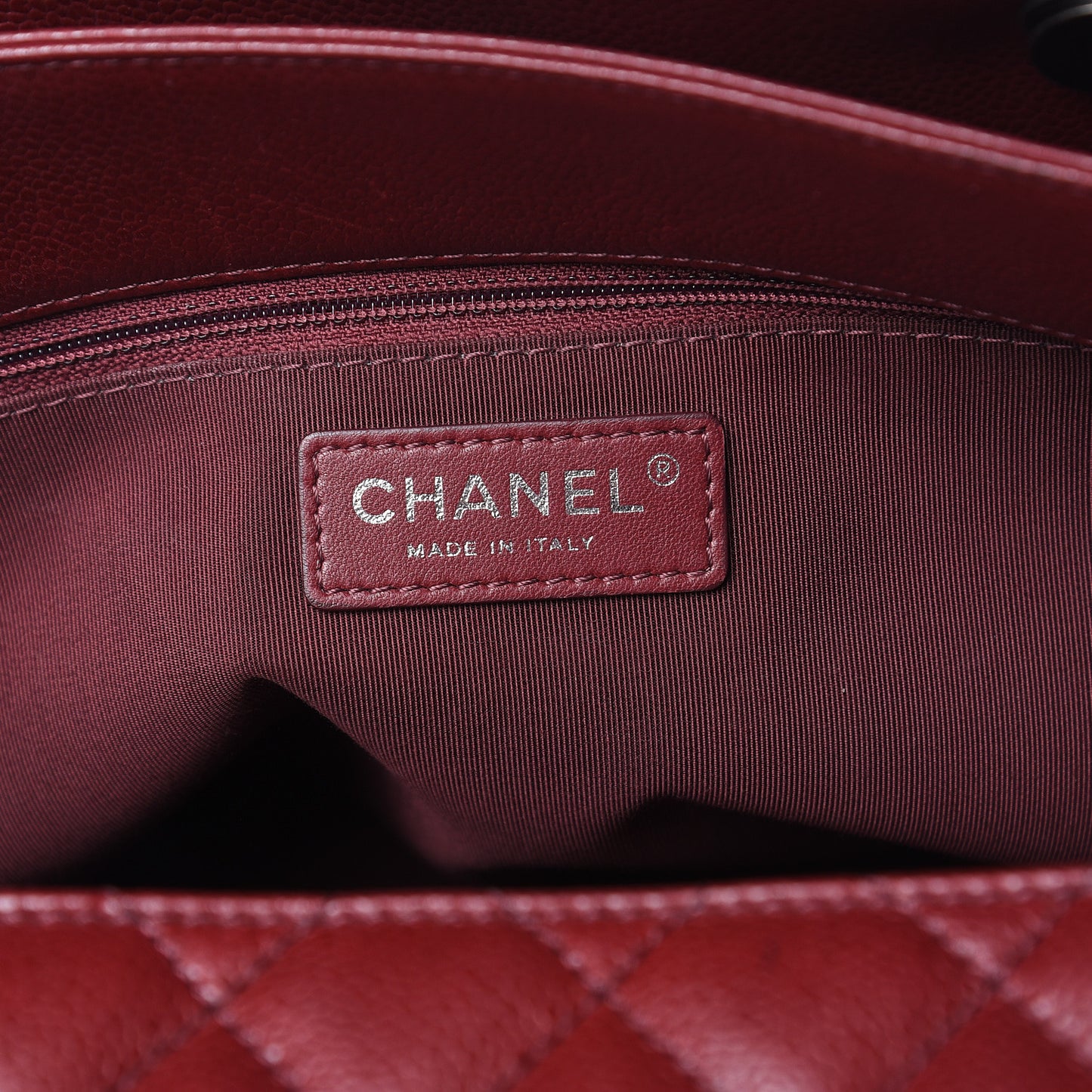 Caviar Quilted City Shopping Tote Dark Red