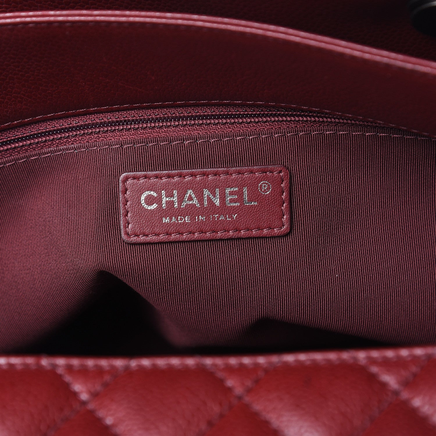 Chanel Caviar Quilted City Shopping Tote Dark Red 9 of 12