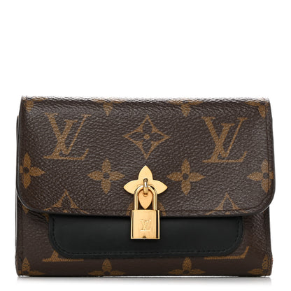 Louis Vuitton Monogram Flower Lock Compact Wallet Black 1 of 7