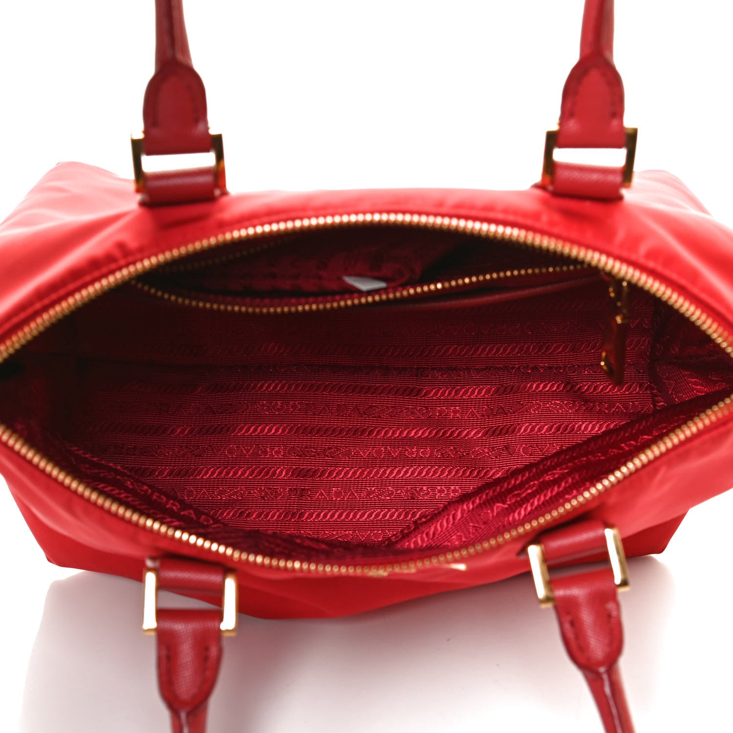 Prada Tessuto Nylon Saffiano Tote Red 4 of 13
