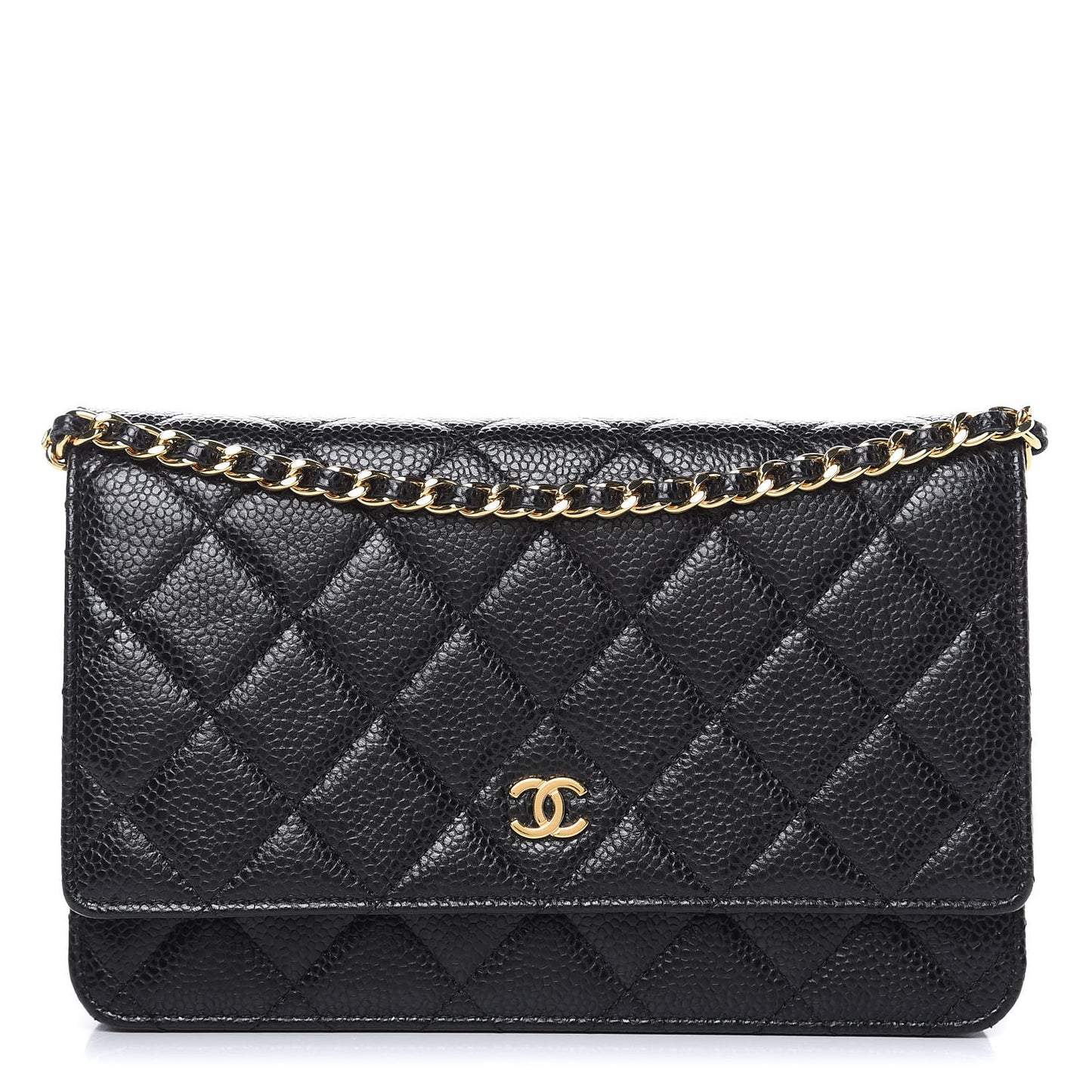 Caviar Quilted Wallet On Chain WOC Black