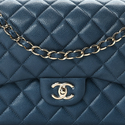 Chanel Caviar Quilted Jumbo Double Flap Dark Blue 8 of 12