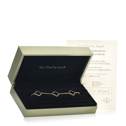 Van Cleef & Arpels 18K Yellow Gold Black Onyx 5 Motifs Vintage Alhambra Bracelet 5 of 5