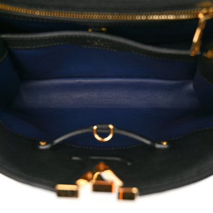 Louis Vuitton Taurillon Flower Capucines PM Black Blue 5 of 13