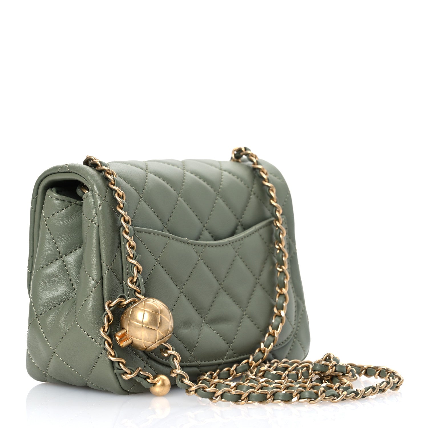Chanel Lambskin Quilted Mini Pearl Crush Flap Green 3 of 12