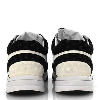 Chanel Suede Calfskin Printed CC Sneakers 36 White Black 6 of 13