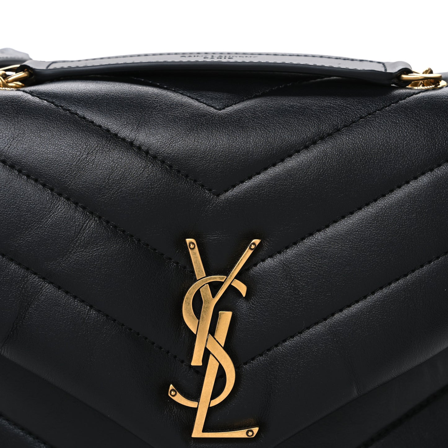 Calfskin Y Quilted Monogram Small Loulou Chain Satchel Black