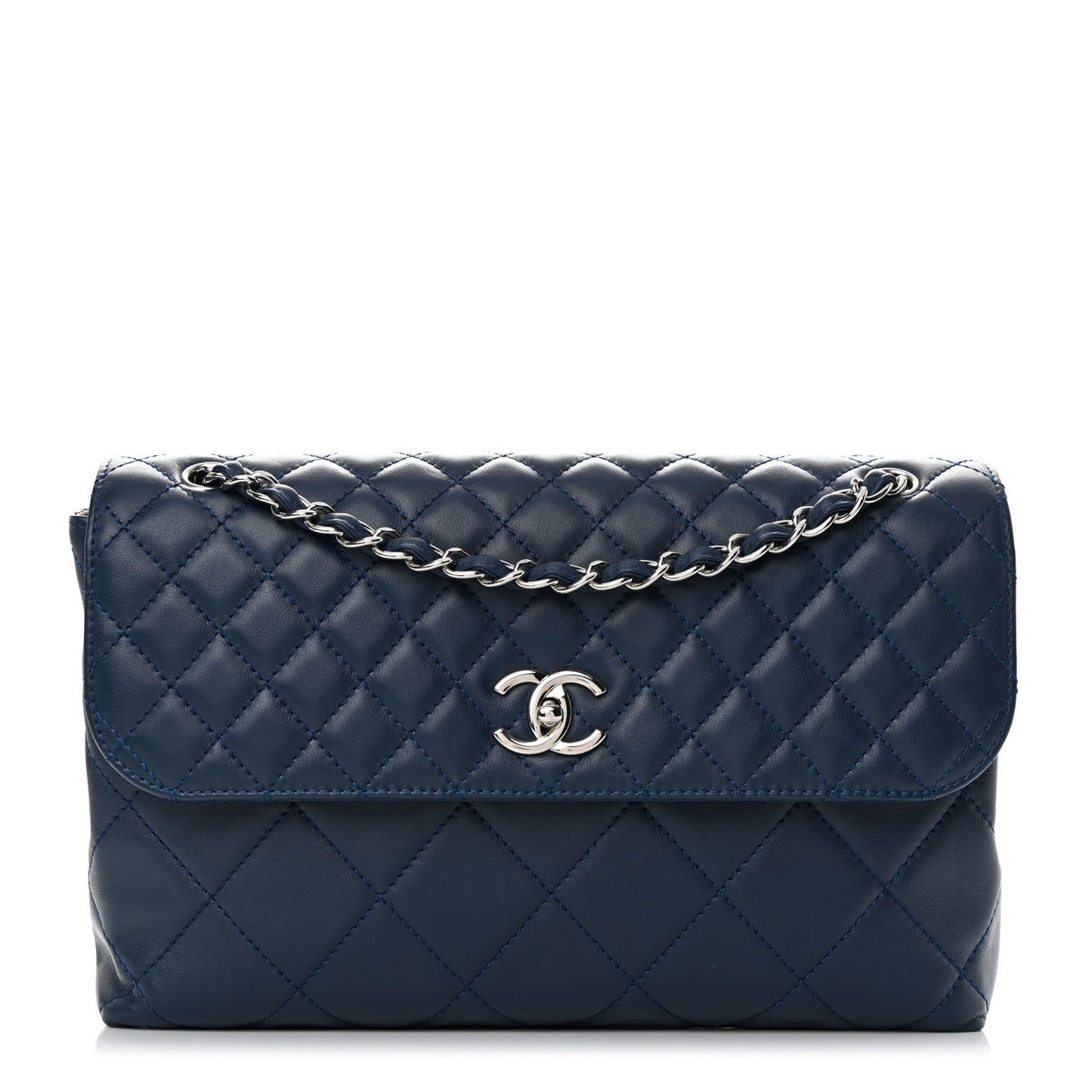 Calfskin Quilted In The Business Flap Dark Blue