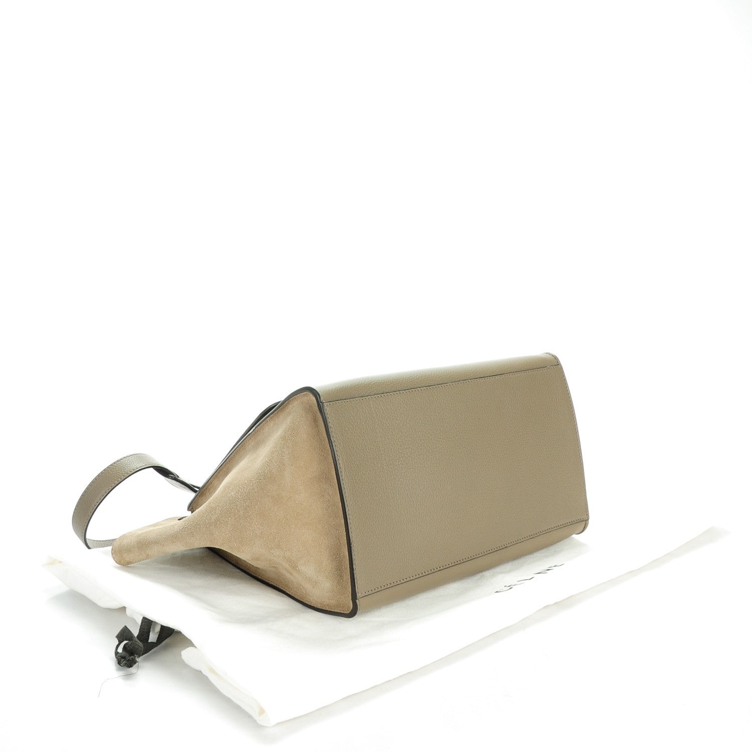 Celine Drummed Calfskin Suede Medium Trapeze Souris 4 of 8