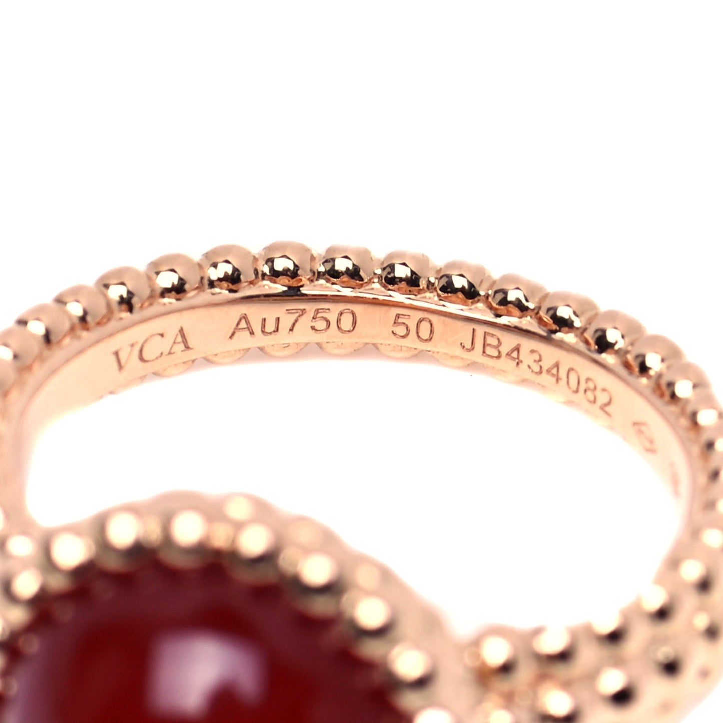 18K Rose Gold Carnelian Perlee Couleurs Ring 50 5.25
