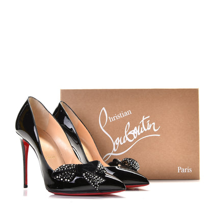 Christian Louboutin Patent Velvet Madame Menule Bow 100 Pumps 36 Black 5 of 11