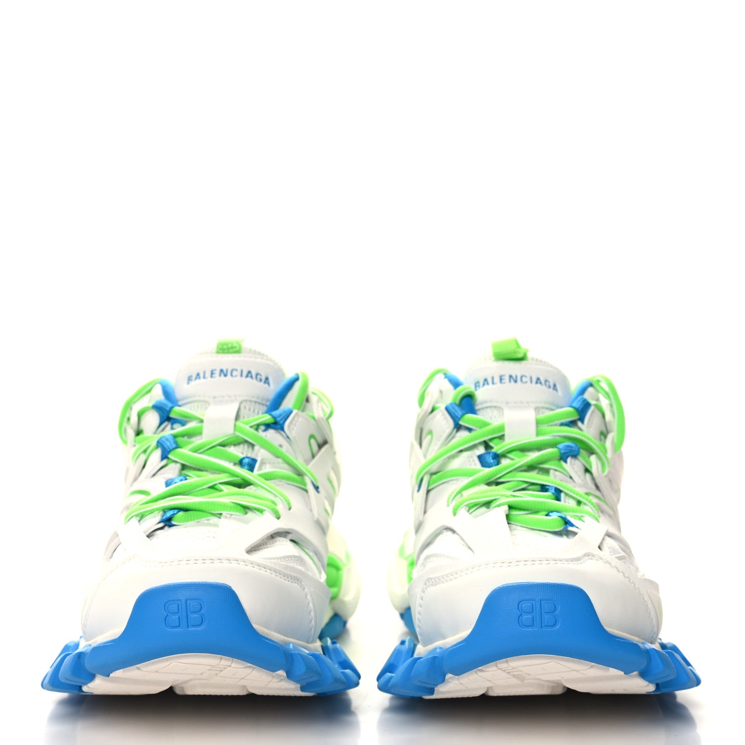 Balenciaga Mesh Rubber Womens Track Sneakers 38 White Green Blue 3 of 8