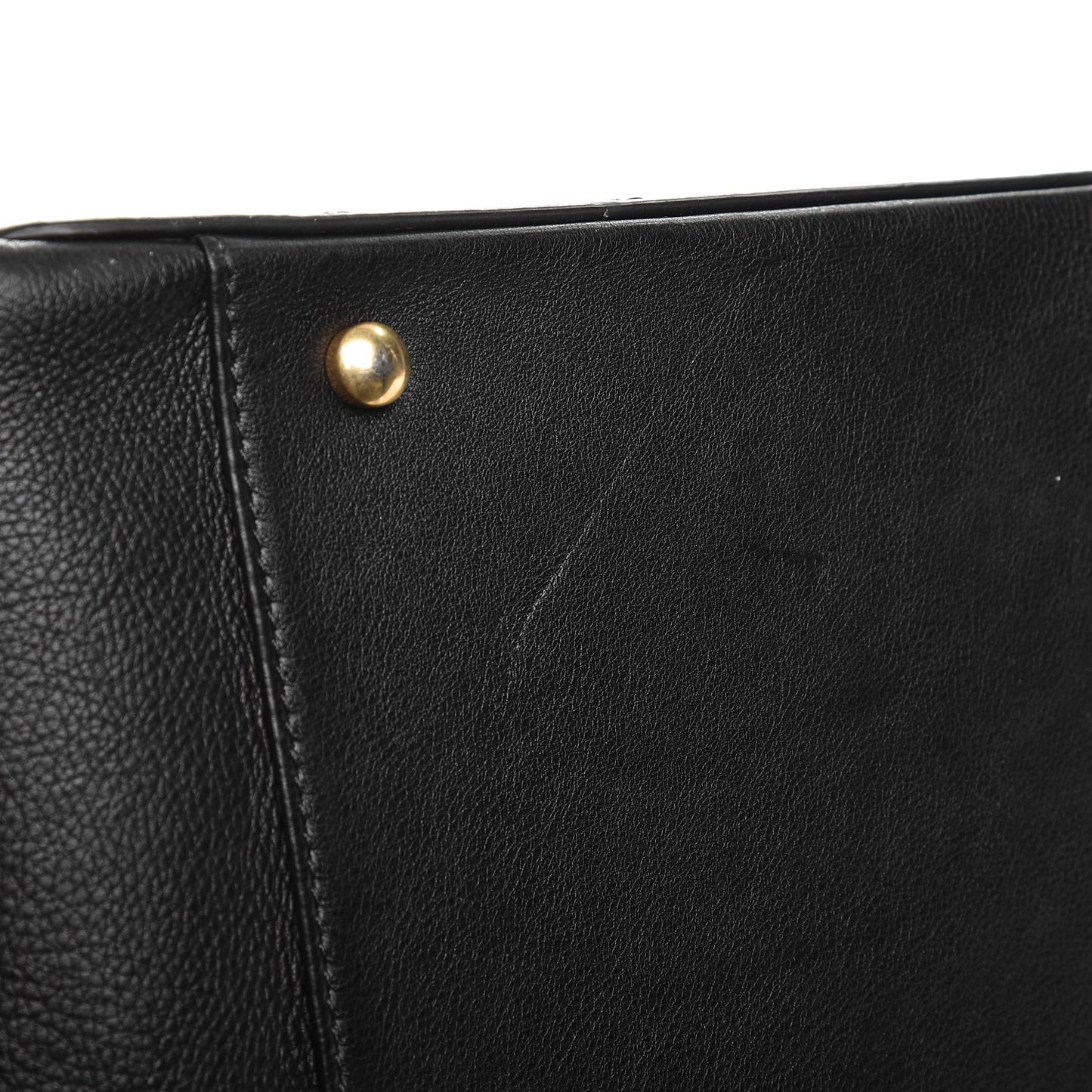 Calfskin Stitched Large Straight Lines Shopping Tote Black