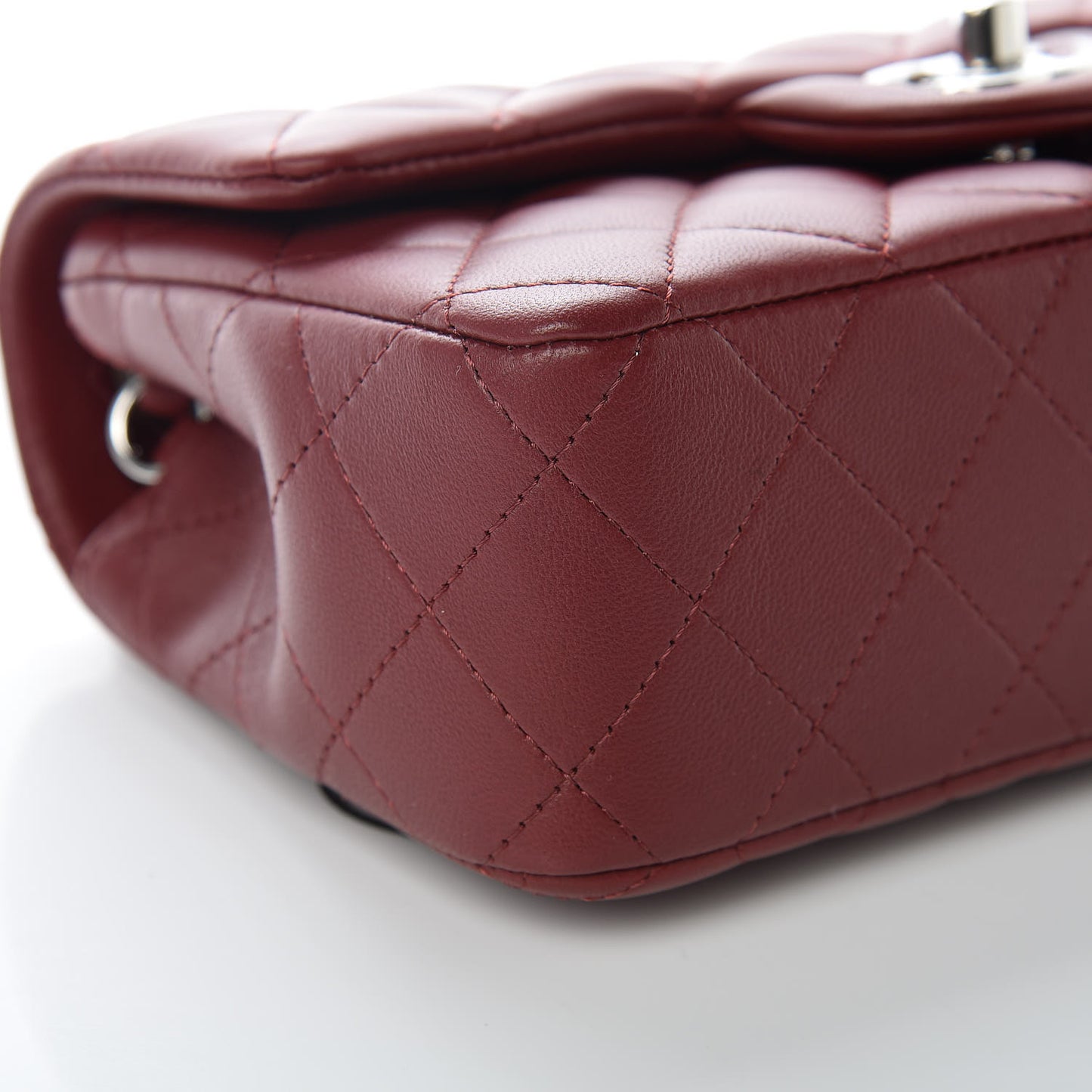 Lambskin Quilted Mini Rectangular Flap Burgundy