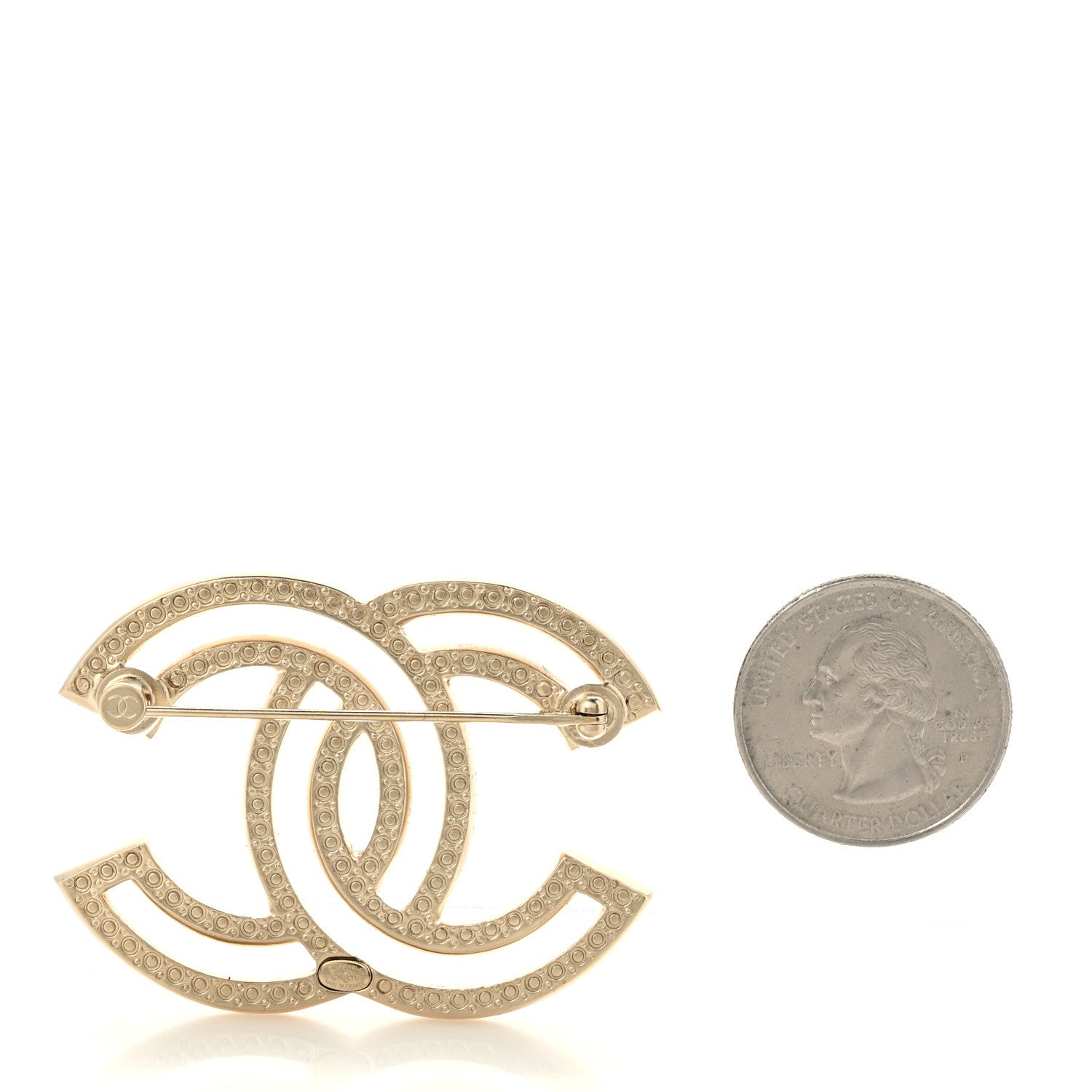 Chanel Crystal CC Brooch Light Gold 2 of 5