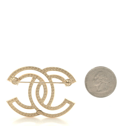 Chanel Crystal CC Brooch Light Gold 2 of 5