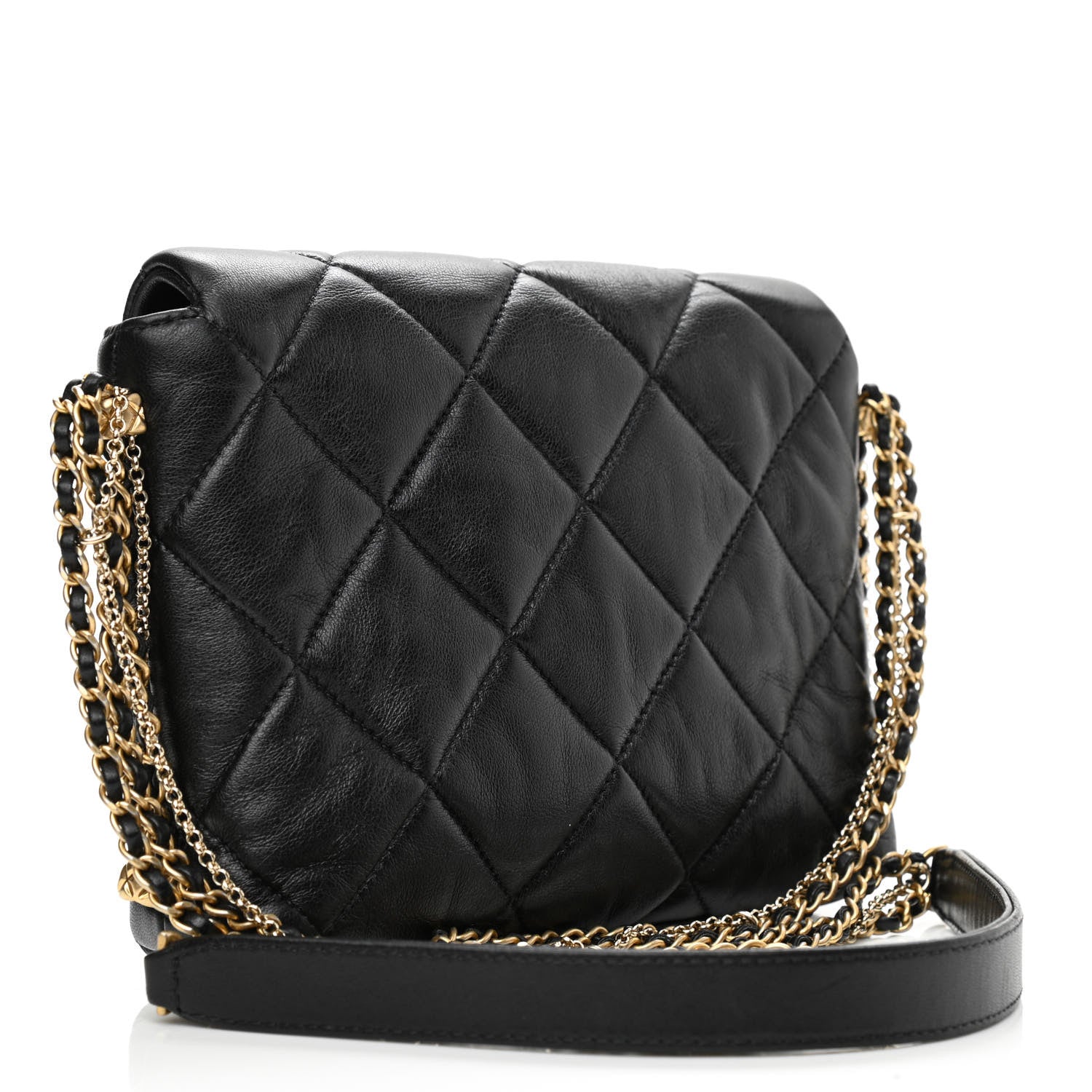 Chanel Lambskin Quilted Mini Crush On Chains Flap Bag Black 2 of 8