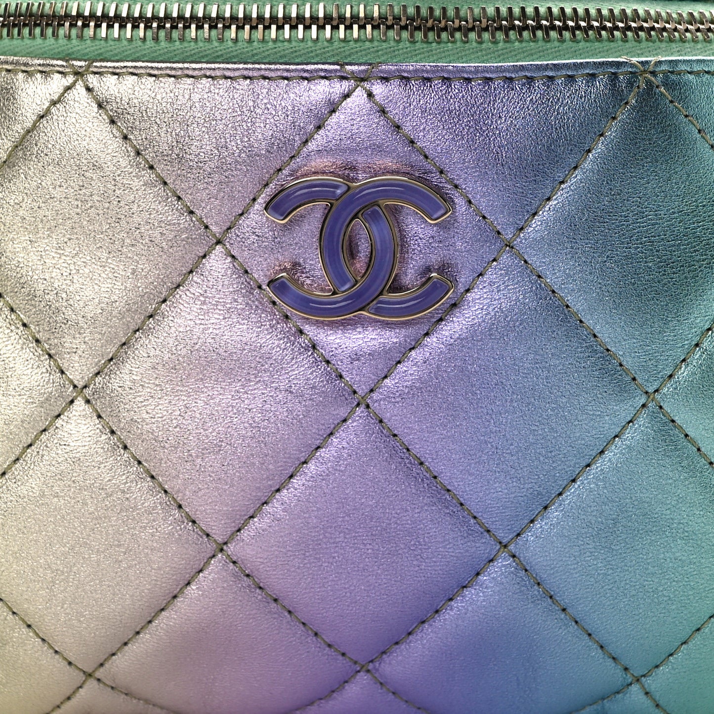 Gradient Metallic Lambskin Quilted Walking Mood Waist Bag Fanny Pack Pink Purple Green