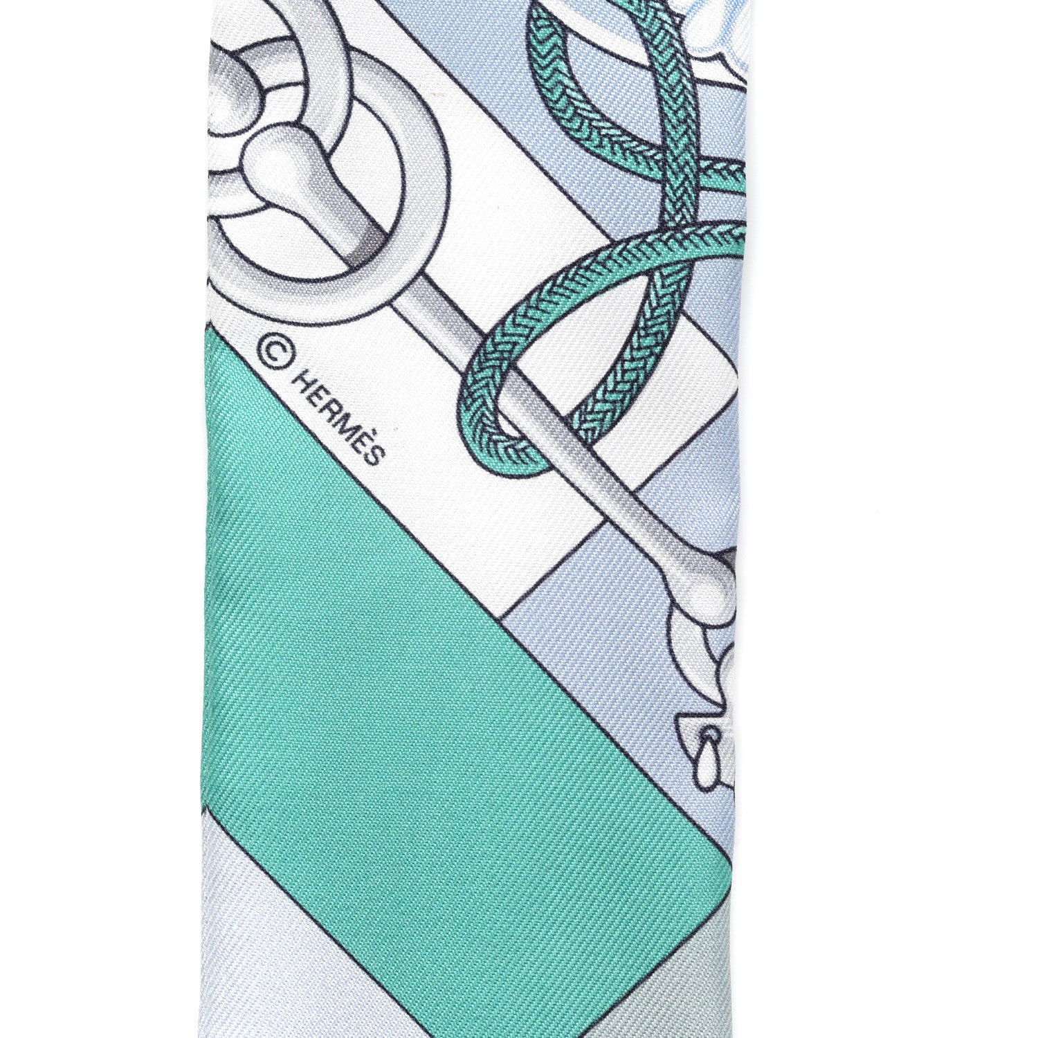 Hermes Silk Cliquetis Twilly Ciel White Menthol 3 of 4