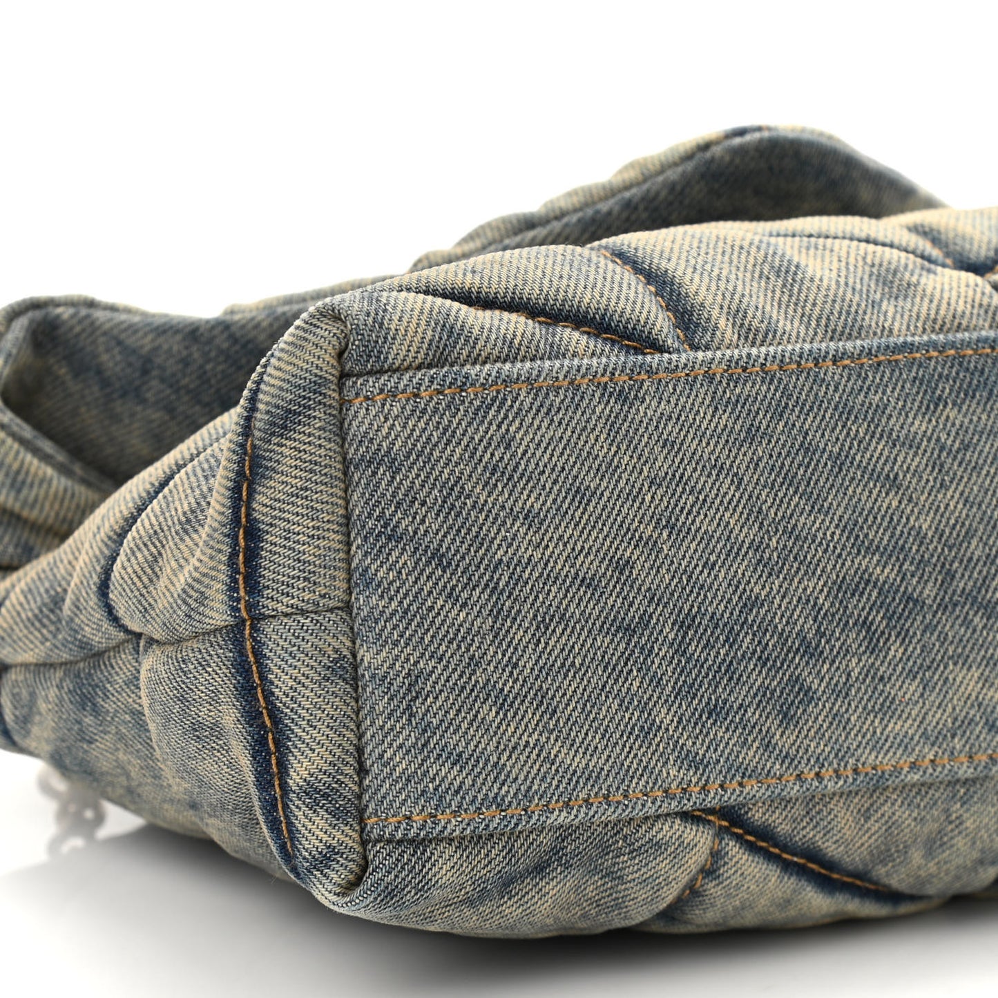 Denim Quilted Toy Loulou Puffer Monogram Chain Satchel Blue Black