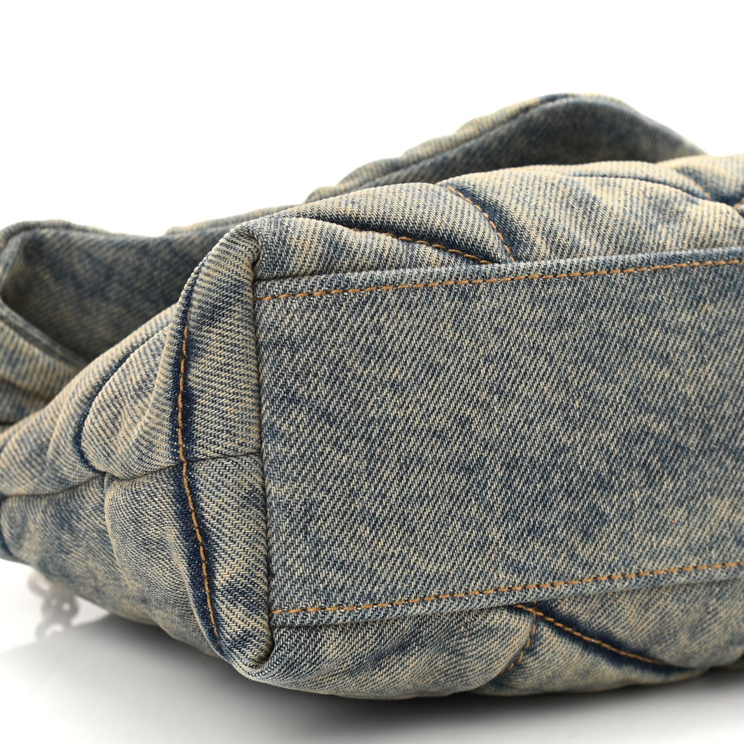 Saint Laurent Denim Quilted Toy Loulou Puffer Monogram Chain Satchel Blue Black 9 of 10