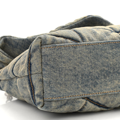 Saint Laurent Denim Quilted Toy Loulou Puffer Monogram Chain Satchel Blue Black 9 of 10