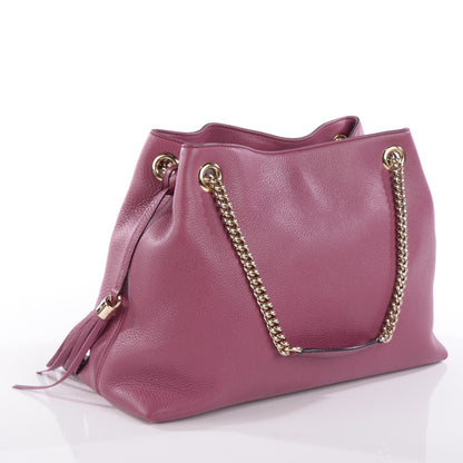 Gucci Pebbled Calfskin Medium Soho Chain Shoulder Bag Peonia Flower 3 of 7