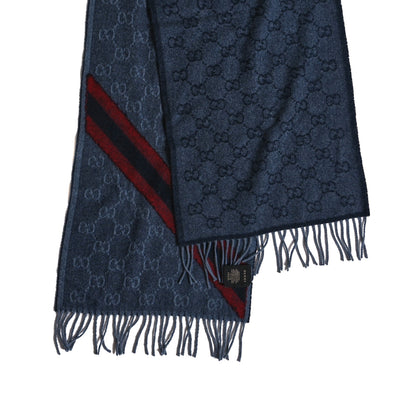 Gucci Wool Alpaca Monogram Web New Nikky Scarf Midnight Blue 2 of 4