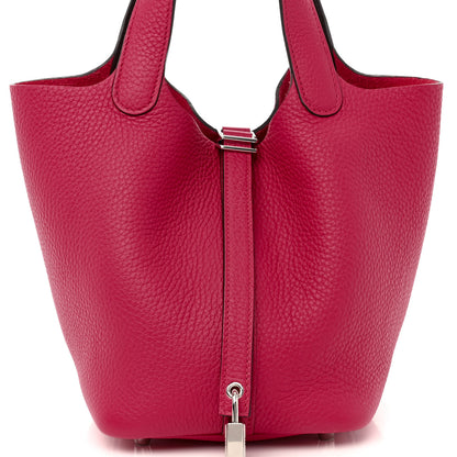 Hermes Taurillon Clemence Swift Eclat Picotin Lock 18 PM Framboise Rouge Sellier 7 of 9