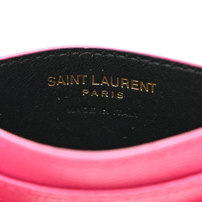 Saint Laurent Grain De Poudre Matelasse Chevron Monogram Credit Card Case Fresh Fuxia 6 of 8