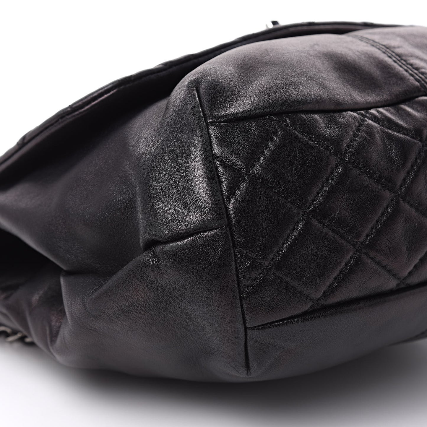 Shiny Lambskin Quilted Medium Trianon Messenger Flap Black