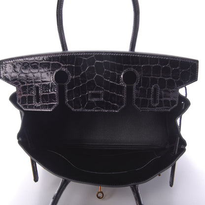 Hermes Taurillon Novillo Shiny Niloticus Crocodile Birkin Touch 30 Black 15 of 32