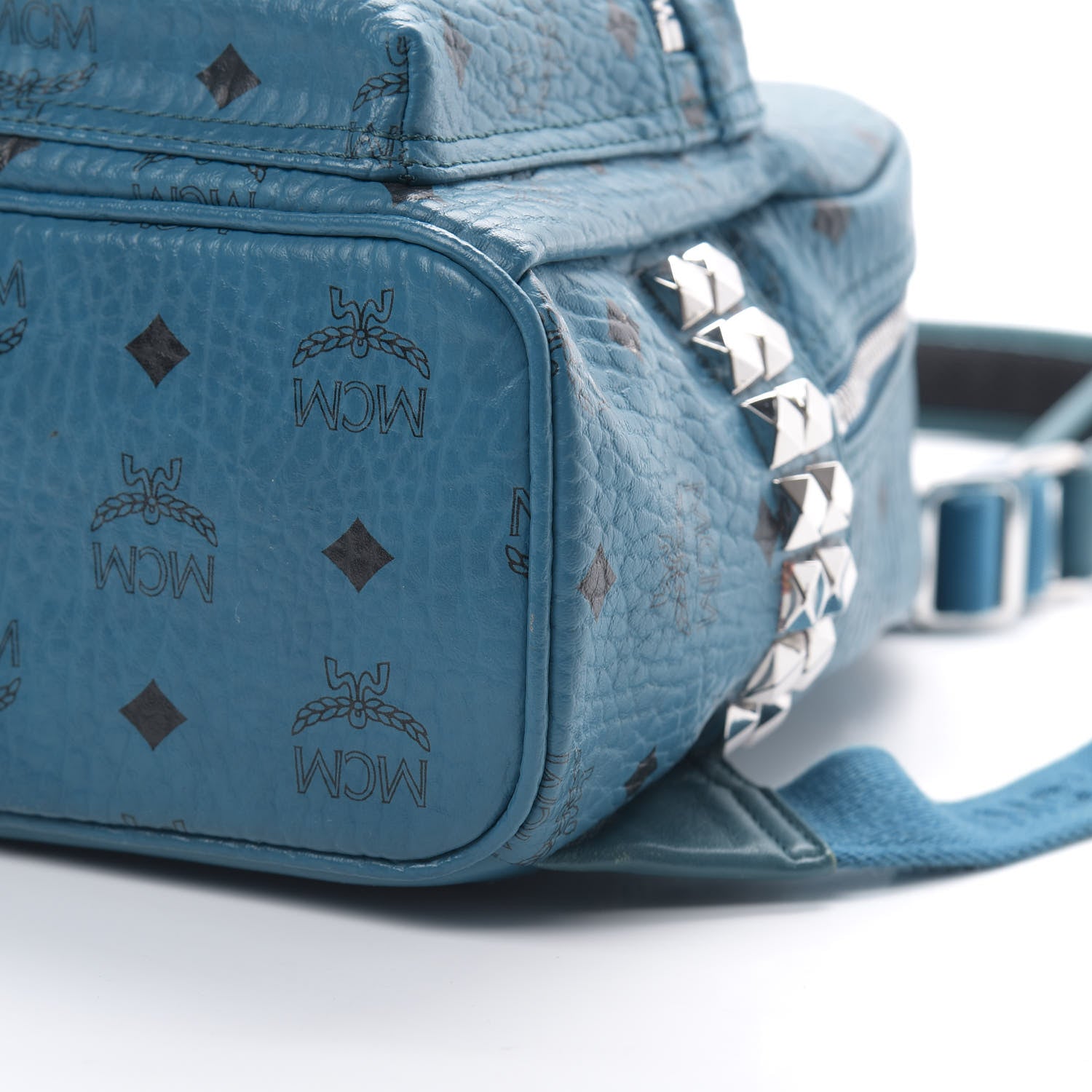 MCM Visetos Side Stud Mini Stark Backpack Teal 9 of 11