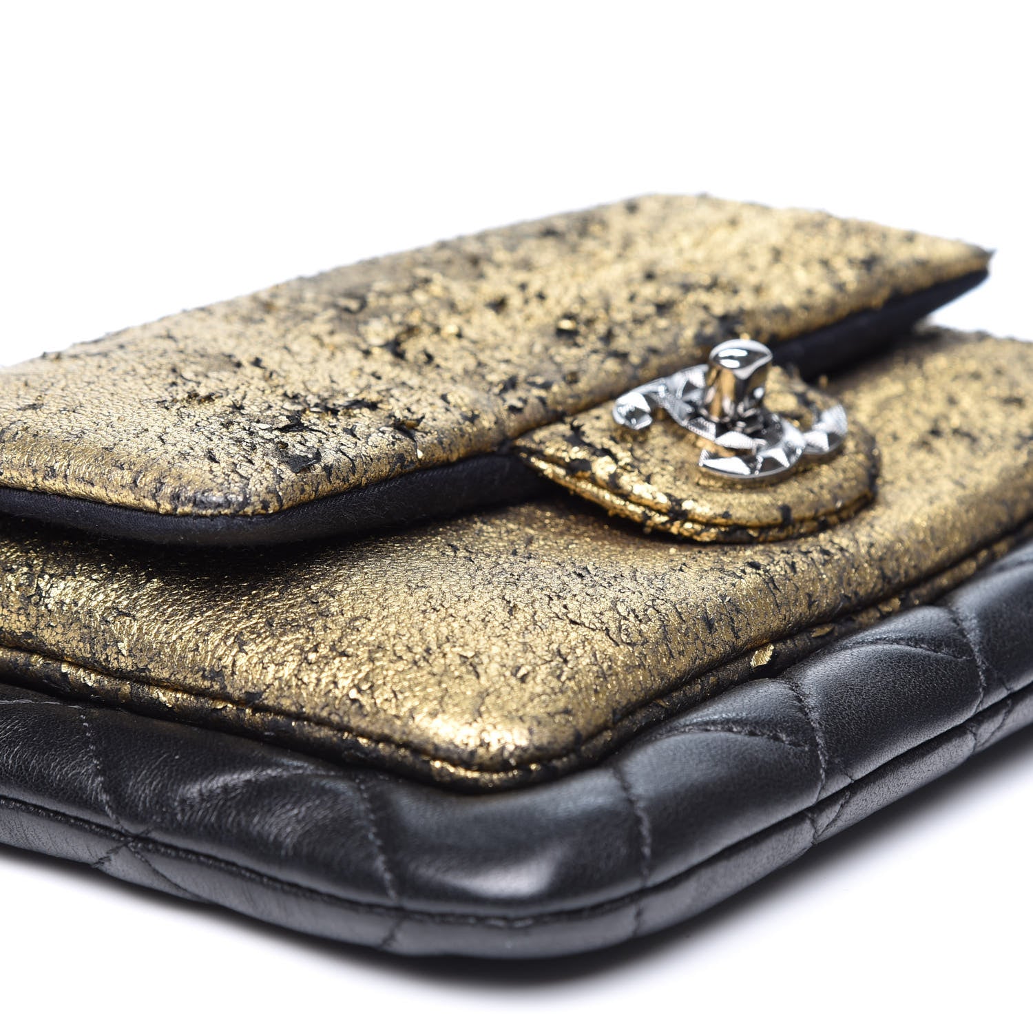 Chanel Lambskin Mineral Nights Wristlet Gold Black 6 of 11